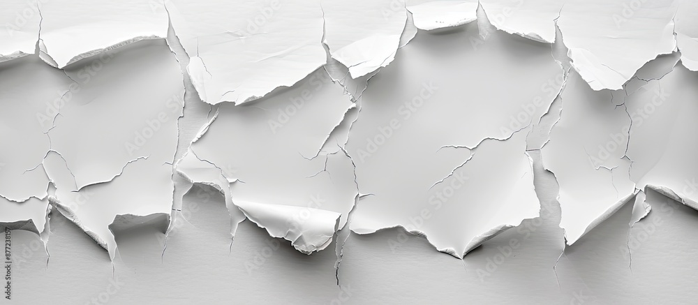 Aufkleber collection of torn white paper on a gray background with copy space image