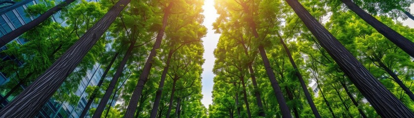 Fototapeta premium Green urban park with smart energy systems, sustainable city development, eco-friendly architecture