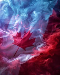 Obraz premium canadian flag smoke abstract patriotic art.