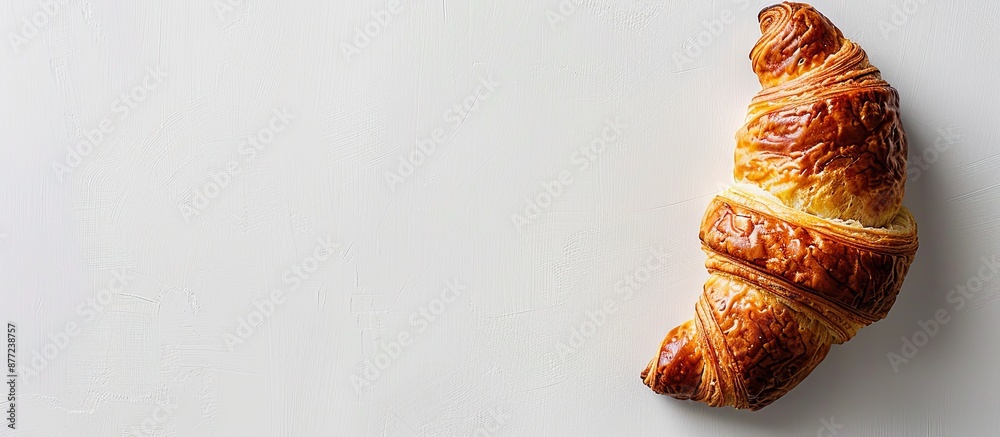 Poster A delicious solo butter croissant displayed on a white backdrop with a clear clipping path for a copy space image