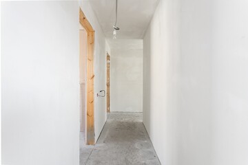 interior of the apartment without decoration in gray colors. rough finish