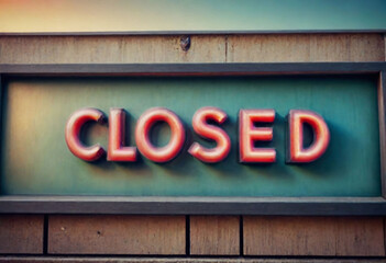 Inscription of the word "CLOSED" as graphic resources or information.