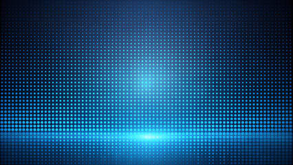 Abstract blue background with dots and halftone effect, featuring a digital mosaic pattern in vector illustration