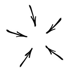 Graffiti arrows with overspray in black over white.