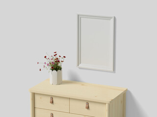 frame mockup with  flower