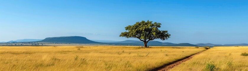Savanna landscape with protected wildlife, sustainable habitat management, natural preservation