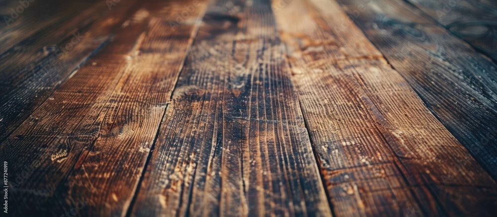 Aufkleber Vintage style close up of a rustic wood table with a textured grain An old wooden plank s surface in macro view featuring copy space for abstract backgrounds wallpapers or other design elements
