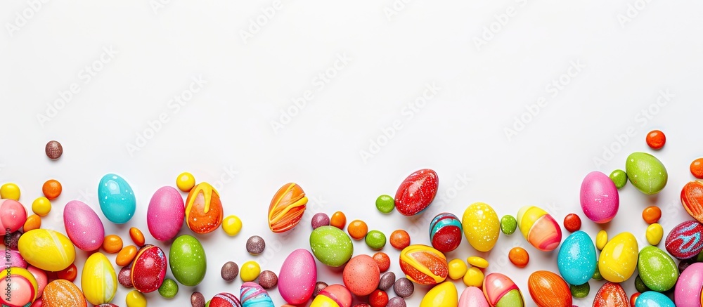 Aufkleber Easter eggs candies with copy space image on a white backdrop