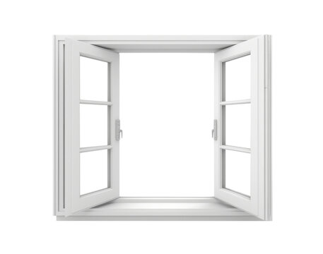 Fototapeta White open window isolated on transparent background.  