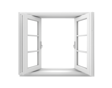 White open window isolated on transparent background.	
