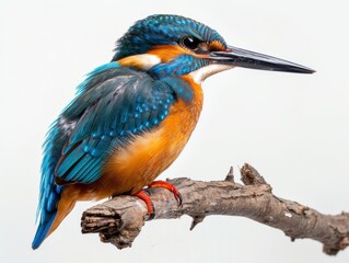Fototapeta premium a Kingfisher perched on a small branch 