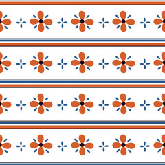 Simple floral pattern features evenly spaced, delicate flowers in soft pastel colors on a light, neutral background. For textiles, cotton fabric, covers, wallpaper, print, postcard, scrapbooking.