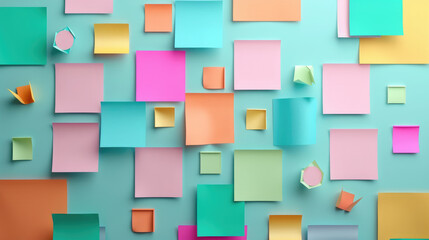 Flat design illustration of colorful sticky notes for mind mapping.