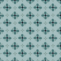 Simple floral pattern features evenly spaced, delicate flowers in soft pastel colors on a light, neutral background. For textiles, cotton fabric, covers, wallpaper, print, postcard, scrapbooking.