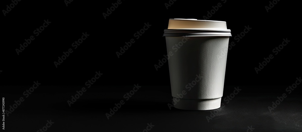 Aufkleber a white takeout coffee cup against a black background creating a stylish and elegant contrast perfec