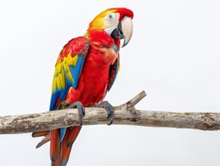 Obraz premium bird, parrot, Scarlet, Macaw, branch, pet, animal, red, yellow, blue