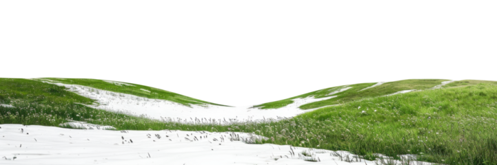 Grassland with snow isolated on transparent background.