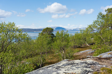 At akkajavre in swedish Lappland. Akka mountains in background.