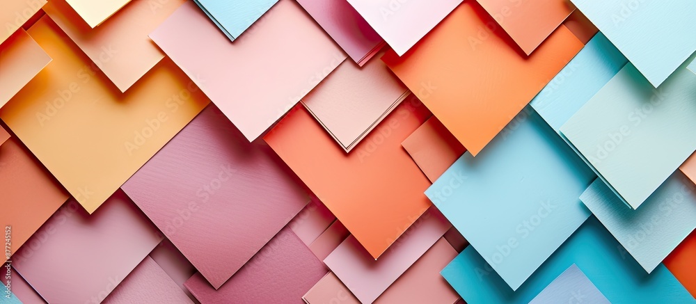 Poster Colorful paper sheets arranged from a bird s eye view creating an appealing backdrop with copy space image