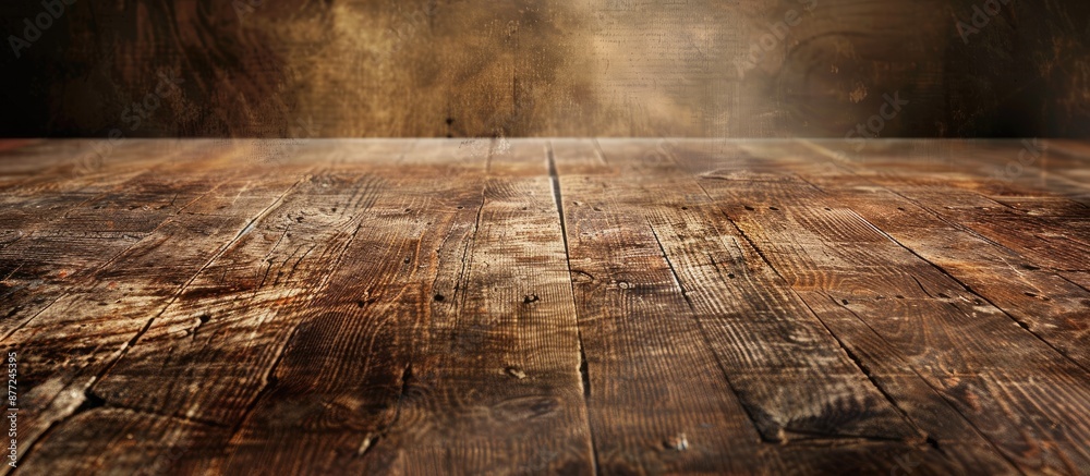 Fototapete A scenic background image with a textured wooden surface and empty space for writing or design elements. with copy space image. Place for adding text or design