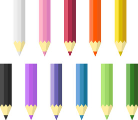 カラフルな色鉛筆のイラストセット