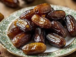 dates close up. date palm background. Date palm on a traditional craftsman market.Horizontal image