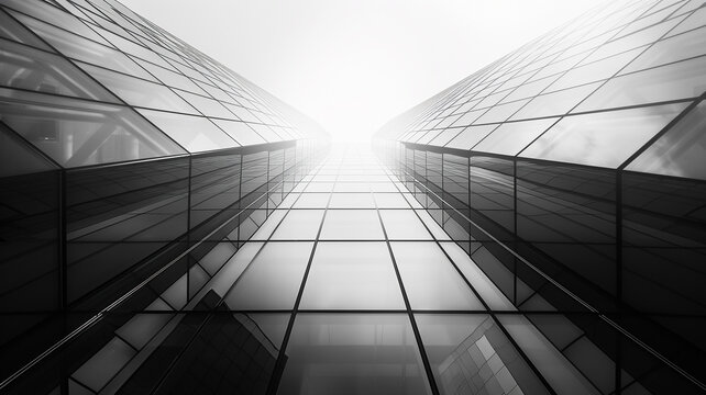 architecture of geometry at glass window - monochrome