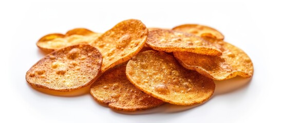 Old fashioned Indian snacks like Kuzhalappam or Madakku Appam depicted in isolated images surrounded by a white background ideal for copy space image