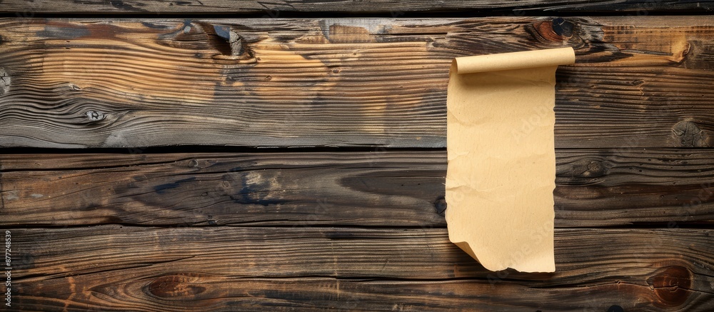 Poster wooden background with copy space image for leaving a message on a blank paper note