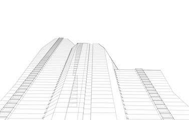 Modern architecture. Building concept sketch.