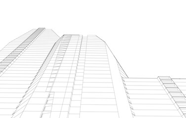 Modern architecture. Building concept sketch.