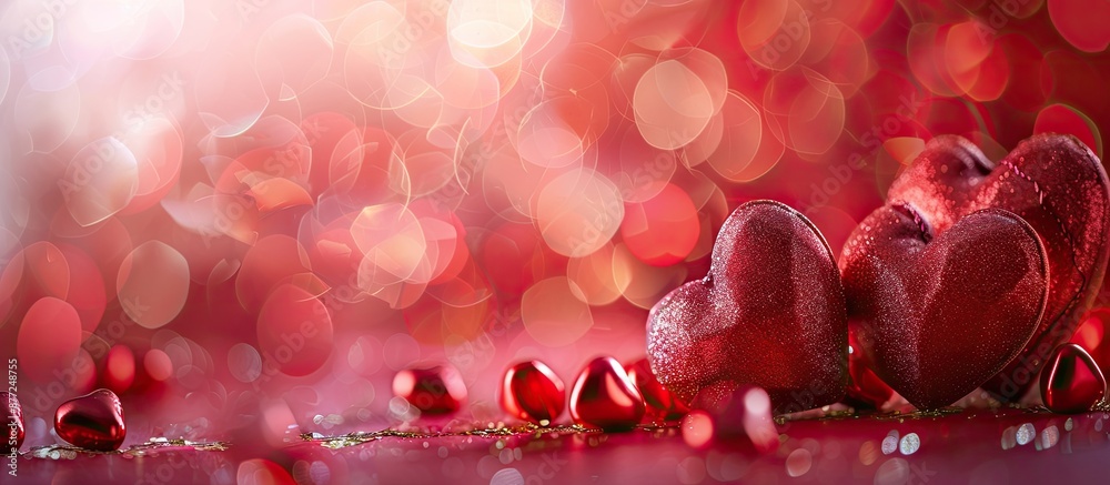 Aufkleber red hearts on a valentine s day themed background with space for additional images or text