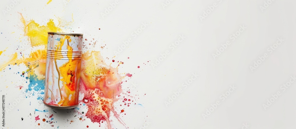 Poster Brush painting a can on a blank white background with empty space for inserting an image. with copy space image. Place for adding text or design