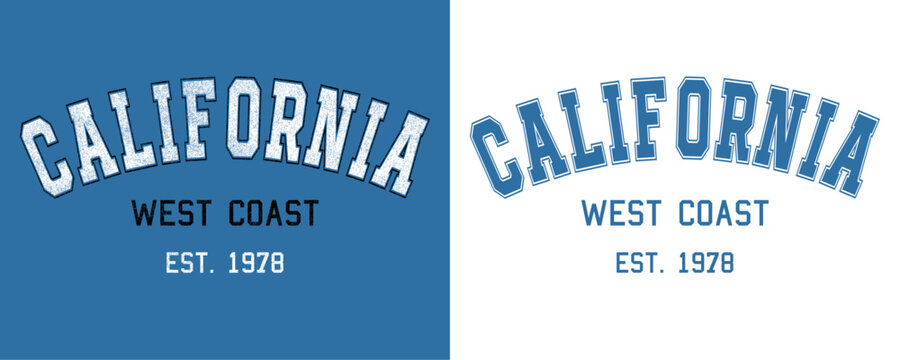 California West Coast Est. 1978 typographic slogan vintage varsity graphic slogan vector.