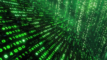 Abstract Digital Matrix Background with Binary Code Numbers, Futuristic Technology Concept