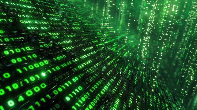 Abstract Digital Matrix Background with Binary Code Numbers, Futuristic Technology Concept