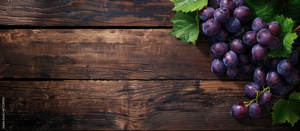 Leinwandbilder grape placed on a wooden table with copy space image available