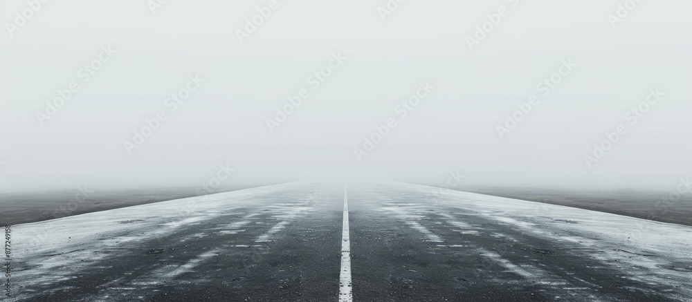 Poster an asphalt road stands alone in a white backdrop allowing for copy space image
