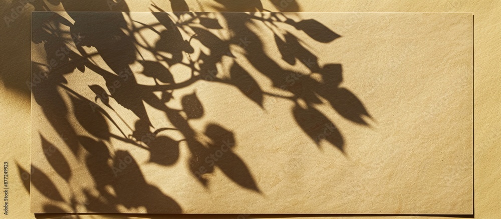 Aufkleber Paper card with a tree shadow in sunlight ideal for showcasing designs features copy space image