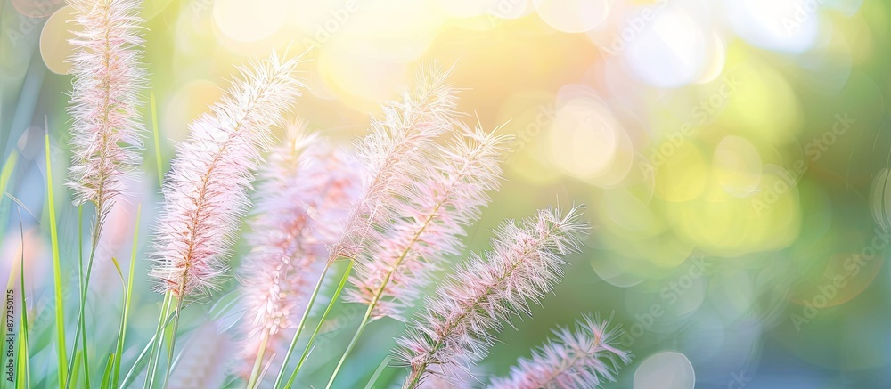 Poster beautiful grass flower in a garden with a soft focus background ideal for a copy space image