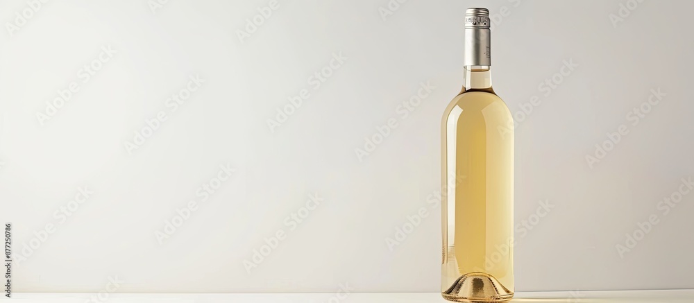 Poster a clear bottle of wine sits on a white backdrop providing copy space image