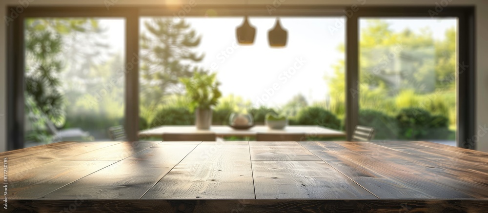 Poster Blurry dining room in the background of a table top with copy space image