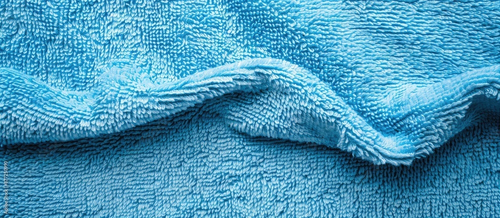 Aufkleber Top view photo of a blue towel fabric texture with a background suitable for adding text or elements copy space image