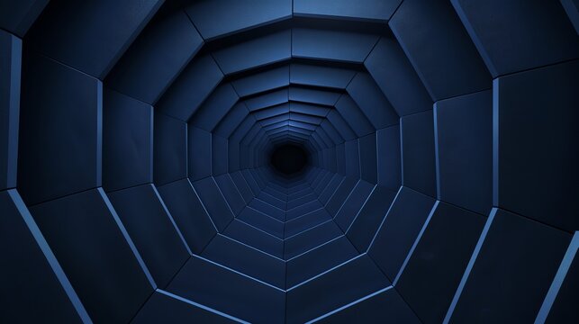 Hexagonal Dark Blue Navy Background Texture with Radial Center Space - 3D Illustration