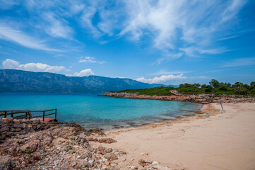 The Cleopatra Island view in Sedir Island  of Turkey