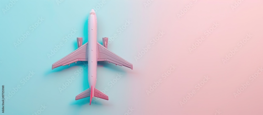 Poster Airplane model displayed on a soft pastel background ideal for copy space image