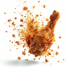 fried crispy chicken leg piece motion  on air generated by AI 