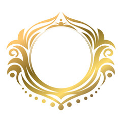 Golden vintage frame. Vector illustration of antique style design element for wedding invitation and greeting card. Abstract template with copy space.