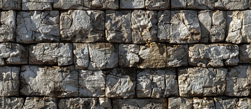 Poster Background texture of an ancient stone wall with seamless appearance for use as a copy space image