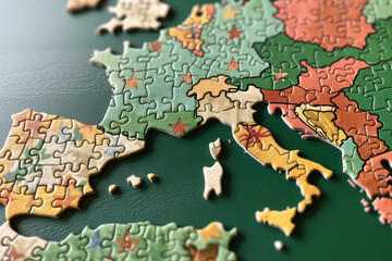Fototapeta premium Italy: 2 in 20 puzzle pieces on a green background